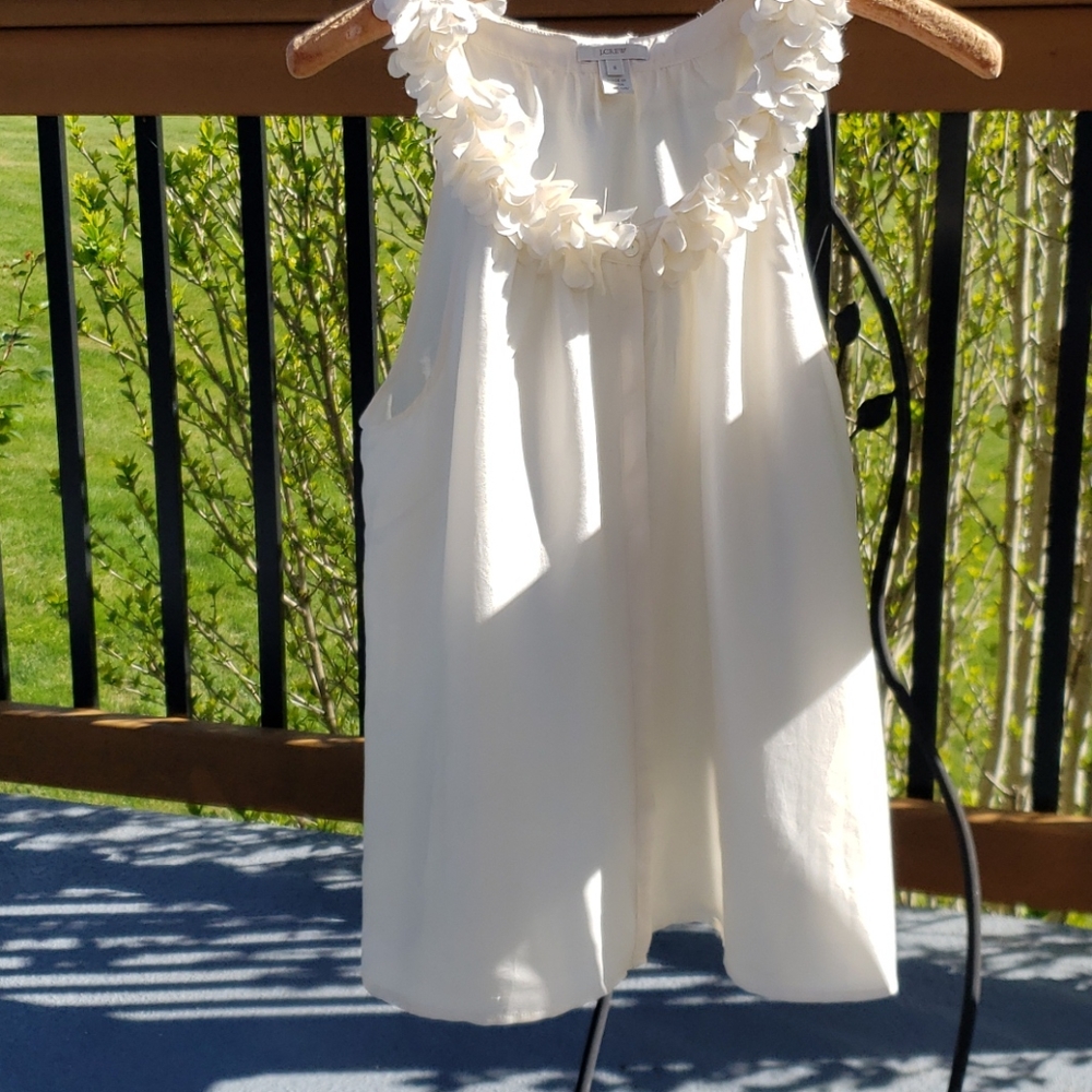 J Crew 100% Ivory Silk Sleeveless Blouse